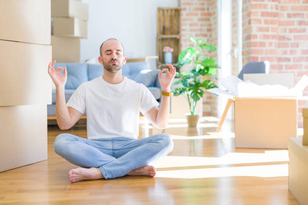 Breathing practice with gentle hand on chest